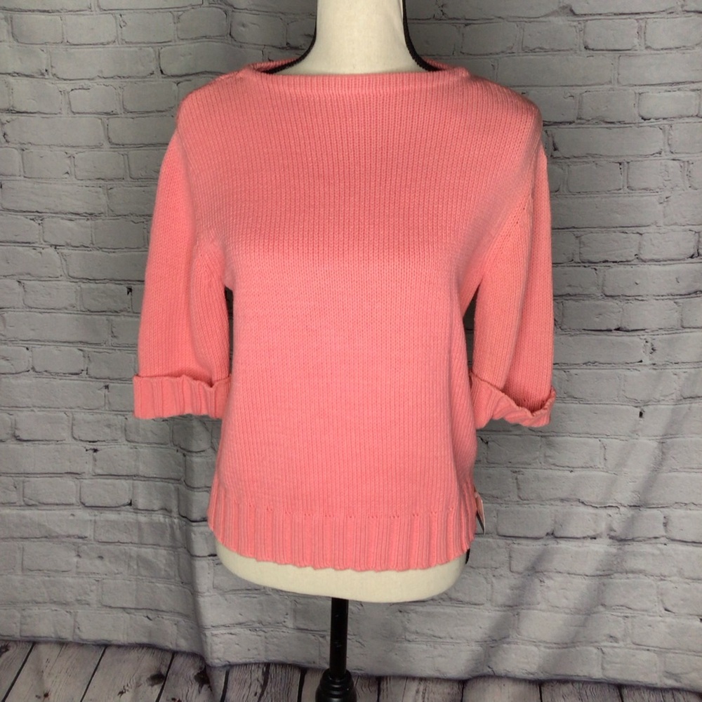 Liz Claiborne Liz Sport Coral Short Sleeve Boatneck Sweater Medium NWT